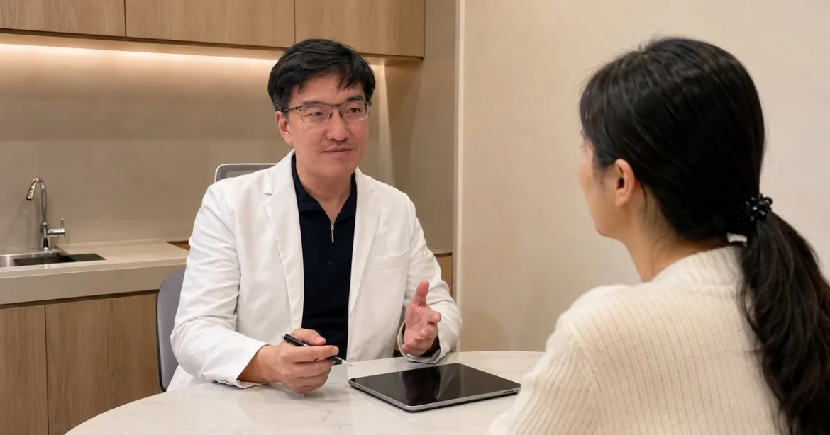 吳芮醫師細心講解洢蓮絲與艾麗斯療程差異，幫助顧客理解。